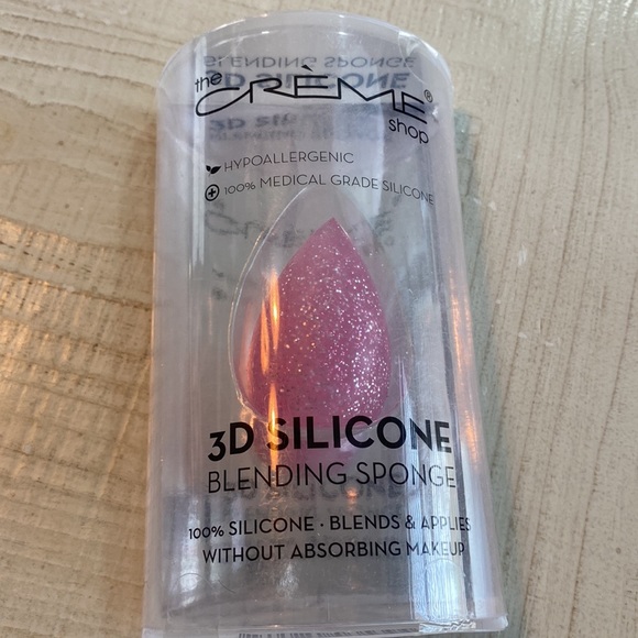 NEW the CRÈME shop 3D silicone blending sponge glitter silver pink - Picture 1 of 5